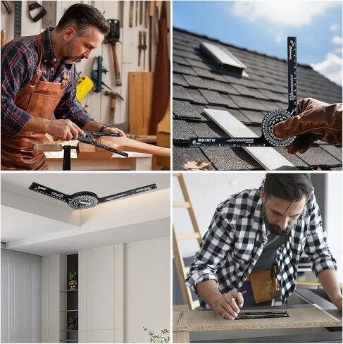 7 Inch Aluminum Miter Saw Protractor, Professional Angle Measuring Tool, Comes with Two Extra Straightedge Protractors for Woodworkers, Builders, Plumbers, Home DIY in Kuwait