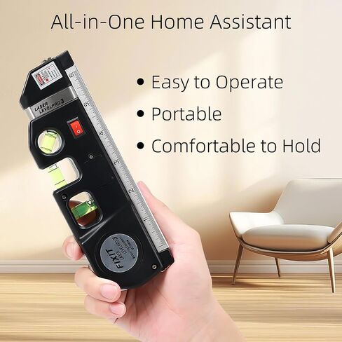 Laser Level Line Tool, Standard Cross Line Laser Leveler Beam Tool with Metric Rulers 8ft/2.5M, Multipurpose Laser Level Kit for Flooring & Tile Installation in Kuwait