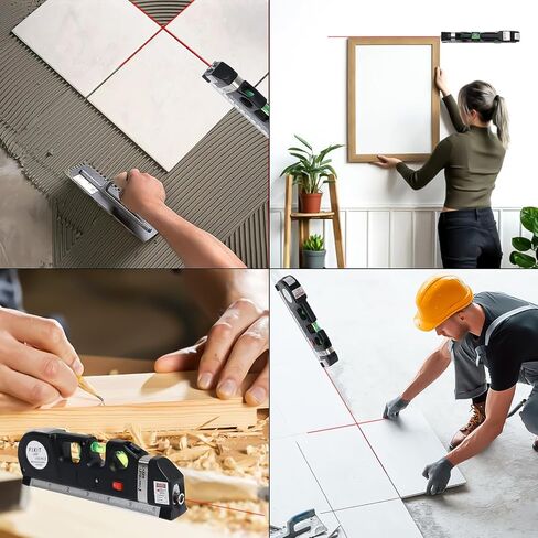 Laser Level Line Tool, Standard Cross Line Laser Leveler Beam Tool with Metric Rulers 8ft/2.5M, Multipurpose Laser Level Kit for Flooring & Tile Installation in Kuwait