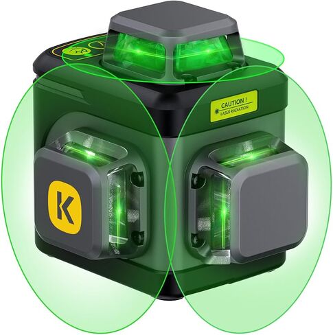 Fanttik D12 Ace Laser Level 360 مستوى ذاتي التسوية، ليزر متقاطع أخضر ثلاثي الأبعاد قابل لإعادة الشحن 3x360 درجة، وضع النبض الخارجي، IP54 متين، سهل الاستخدام للبناء وتعليق الصور in Kuwait