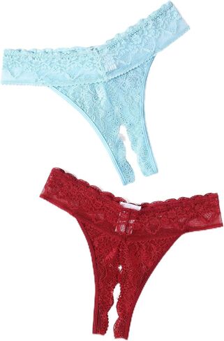 Avidlove Sexy Panties for Women Lace Cheeky Underwear Low Rise T Back Hipster Thong 1-3 Pack in Kuwait