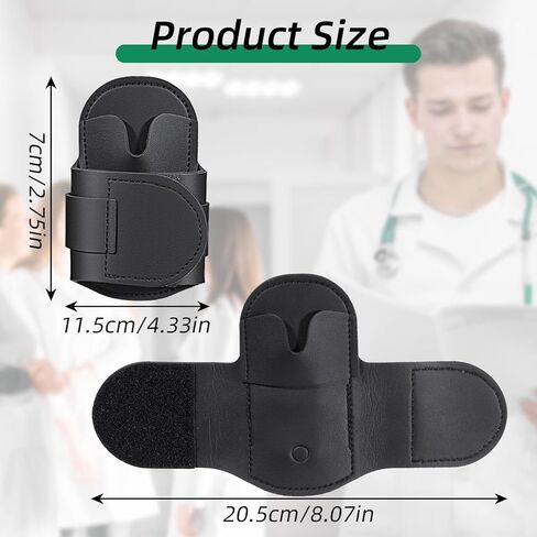 Stethoscope Holder Clip for Scrubs, White Coats, Belts -PU Black Leather Stethoscope Clip for Scrubs in Saudi Arabia