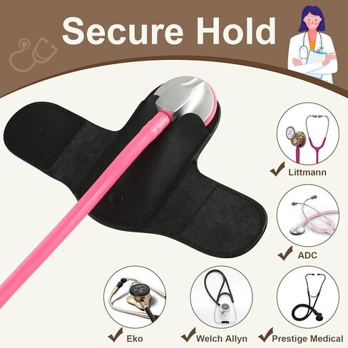 (Patent No:USD1053358S) Premium Leather Stethoscope Holder Hip Clip for Scrubs,Stethoscopes Holster for 3M Littmann ADC EKO,Stethoscope Belt Clip Holder for Doctors Nurses EMT EMS in Saudi Arabia