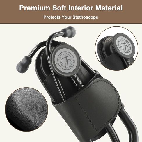 (Patent No:USD1053358S) Premium Leather Stethoscope Holder Hip Clip for Scrubs,Stethoscopes Holster for 3M Littmann ADC EKO,Stethoscope Belt Clip Holder for Doctors Nurses EMT EMS in Saudi Arabia