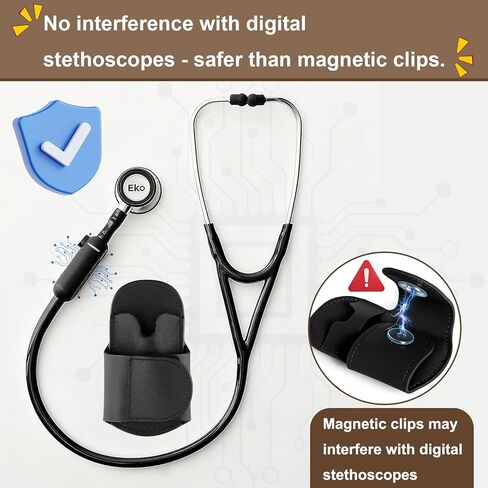 (Patent No:USD1053358S) Premium Leather Stethoscope Holder Hip Clip for Scrubs,Stethoscopes Holster for 3M Littmann ADC EKO,Stethoscope Belt Clip Holder for Doctors Nurses EMT EMS in Saudi Arabia