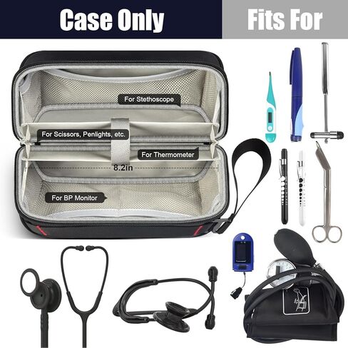 حالة سماعة الطبيب | حقيبة الكفة لضغط الدم | منظم طبي للممرضات والأطباء، يحمل لـ 3M Littmann/لأجهزة MDF وسماعات الطبيب وملحقات Penlight | الكل في واحد حقيبة سفر مدرسية للتمريض in Kuwait