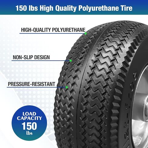 8.5" Flat Free Solid Polyurethane Tire and Wheel, 2.80/2.50-4 PU Airless Tires with 1/2" Ball Bearings, 3" Centered Hub for Hand Truck/Utility Cart/Dollies/Garden Trailers/Various Carts, 1 Pc in Saudi Arabia