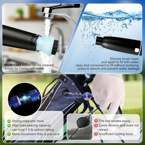 Magnetic Golf Club Brush Cleaner, One-Click High-Pressure Water Spray，300 Shots,16.4ft Spray Range,45 Bundles of Ultra-Hard Nylon Brush Hair Heavy Brush Heads in Saudi Arabia