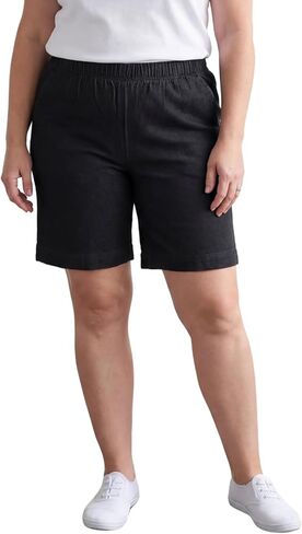 Turtle Bay New York Women's Pull On Denim & Twill Shorts with stretch waist - No zipper or buttons in Kuwait