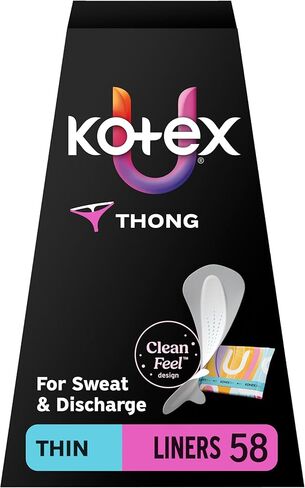 Kotex Daily Thong Liners, Wrapped, Light Absorbency, Regular Length, 58 Count (Packaging May Vary) in Kuwait