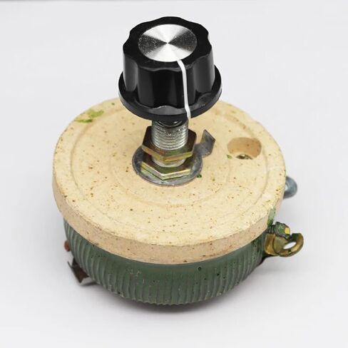 Wirewound Ceramic Variable Resistor, 25W 50W Adjustable Disk Rheostat, High Power Taper Pot with Black Knob (5R Ohm Power-50W) in Kuwait
