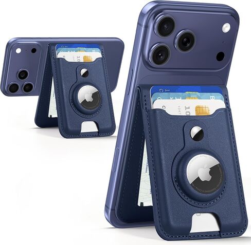 for MagSafe Wallet Stand with AirTag Holder, 6-Cards Holder, RFID Blocking | Stronger Magnetic Wallet for iPhone 12-17 Series, ID Window, 3 Slot, Black in Kuwait