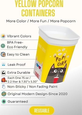 MIX 4 pcs Reusable Plastic Popcorn Containers/Popcorn Bowls Set for Movie Theater Night - Easy to Clean - (BPA Free) (2 Red and 1 Green and 1Yellow Color) in Saudi Arabia