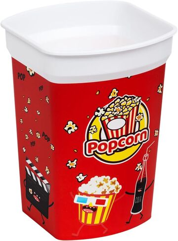MIX 4 pcs Reusable Plastic Popcorn Containers/Popcorn Bowls Set for Movie Theater Night - Easy to Clean - (BPA Free) (2 Red and 1 Green and 1Yellow Color) in Saudi Arabia