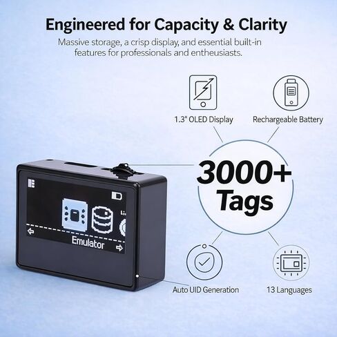 NFC Tag Emulator Compatible with Switch 1 & 2, Stores 3000+ NFC Data Entries, 1.3" Screen, Auto UID Regen & Unlimited Scan for 60+ Switch Games, Rechargeable in Kuwait