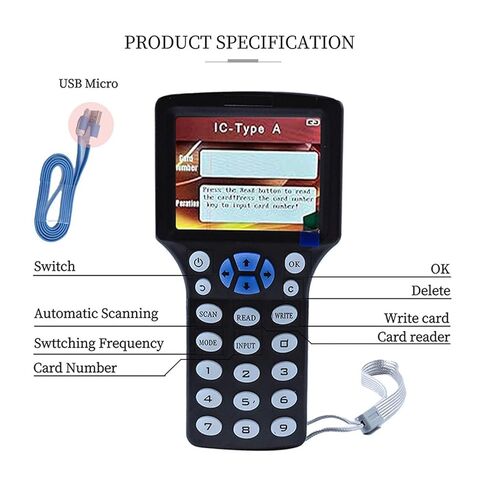 300CD RFID Reader Writer Black (RFID Copier Multi-Frequency RFID Writer RFID Card Reader Smart Card Decoder with Free Software and USB for Access Control Home Security) in Saudi Arabia