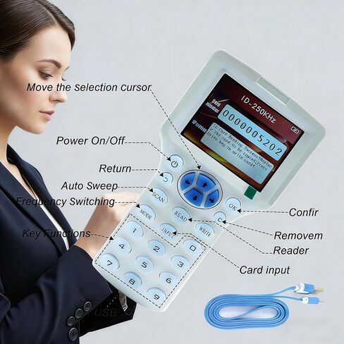RFID Reader Writer RFID Copier Multi-Frequency RFID Card Reader Smart Card Decoder with Free Software and USB for Access Control Home Security (White) in Saudi Arabia