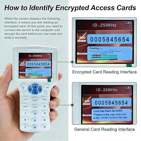RFID Reader Writer RFID Copier Multi-Frequency RFID Card Reader Smart Card Decoder with Free Software and USB for Access Control Home Security (White) in Saudi Arabia
