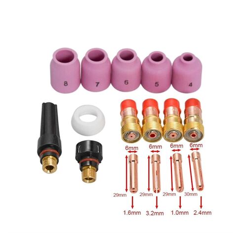 16pc Welding Torch Stubby Gas Lens Kit Cup Collet Nozzle Fit for WP-17/18/26 Nozzle in Saudi Arabia