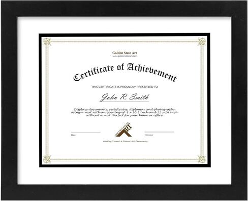 11x14 إطار دبلوم مع أسود فوق حصيرة الذهب ، إطار شهادة 14 × 17 ، خشب حقيقي مع تقليم ذهبي ، إطار أسود مع arcylic in Kuwait