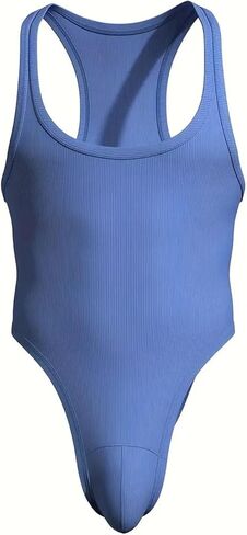MIZOK للرجال مضلع التخسيس ملابس داخلية Racerback ارتداءها يوتار ضغط قطعة واحدة ملابس تحتية للمصارعة كوبالت أزرق S in Saudi Arabia