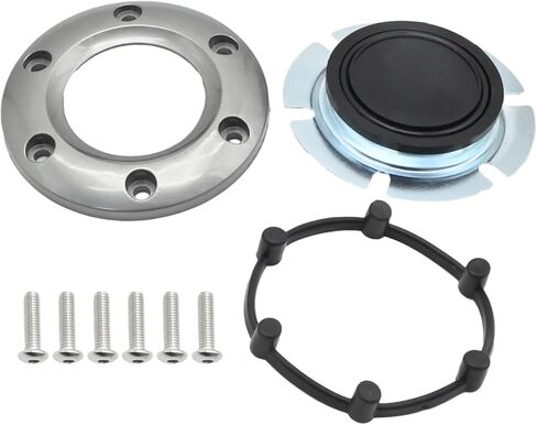 85MM Car Steering Wheel Horn Cover, 6-Bolts Universal Steering Wheel Horn Plate Round Steering Wheel Horn Cover for Auto Car (Silver) in Kuwait