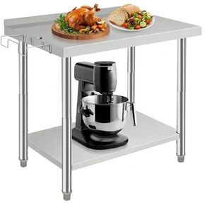 Garvee Kitchen Work Table 48 x 24 Inches, Commercial Stainless Steel Prep Table with Undershelf and Backsplash, Outdoor Processing Utility Table for Restaurant, Home and Hotel in Saudi Arabia