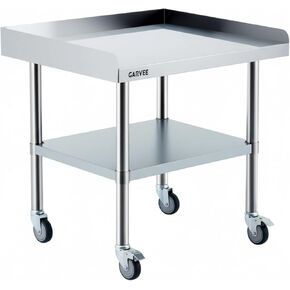 Stainless Steel Work Table with Wheels, 1.2mm Heavy Duty Commercial Prep Table with 3-Sided Backsplash & Adjustable Undershelf, Mobile Metal Workbench for Kitchen, Restaurant, Garage, BBQ in Kuwait
