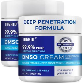 TAGRID DMSO Cream Pharmaceutical Grade: 99.9% Pure DMSO with Magnesium, Arnica & Aloe Vera for Muscle and Joint Pain Relief - Fast Acting Topical Cream for Body Wellness (4 Oz (Pack of 1)) in Kuwait