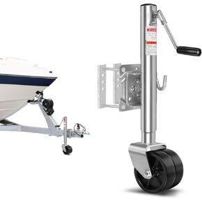 مقبس مقطورة بوزن 1500 رطل مع عجلة مزدوجة 6 بوصات، رفع 10 بوصات، حامل قدم لمقطورة القارب الدوارة للخدمة الشاقة لمركب RV، فولاذ مجلفن، فضي in Kuwait