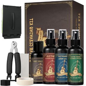 9pcs Guitar Cleaning Maintenance Kit with Guitar Cleaner, Polish, Fretboard Oil, String Oil, for All Guitar Types, Ideal for Beginners, Players, and Collectors in Kuwait