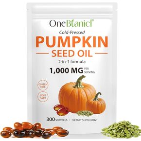Pumpkin Seeds Oil Capsules 300PCS, 1000mg Cold-Press Pumpkin Seeds Oil, Support Healthy Hair, Urinary System Health, Essential Fatty Acids, 100% Additives Free, GMP Certified in Kuwait