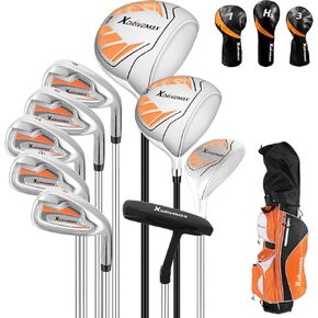 10 قطع كاملة من نوادي الجولف للرجال والنساء، مجموعة اليد اليمنى للرجال والنساء تتضمن حقيبة حامل مع غطاء مطر، 1# سائق 3# خشب #5 هجين، مع 3 أغطية للرأس، 6# 7# 8# 9# PW# مكاوي ومضرب in Kuwait