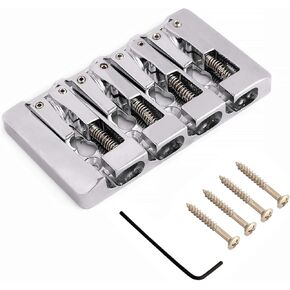 Rubatone 4 String Bass Bridge A Style Top Load and String Through Body Tailpiece with Zinc Saddles for Electric Jazz Bass P Bass High Mass Chrome in Kuwait