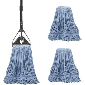 Commercial Industrial Mop for Floor Cleaning, 3 Extra Large Reusable Replacement Head with 59" Long Handle,Heavy Duty Looped-End String Wet Cotton Mop for House,Kitchen,Office,Garage,Tile Floor in Kuwait