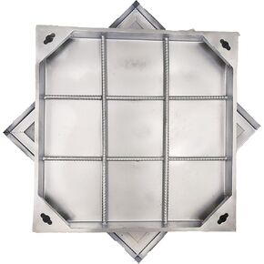 غطاء وإطار فتحة من الفولاذ المقاوم للصدأ غير مرئي مقاس 24 × 24 للأنابيب المموجة مقاس 18 بوصة، الفئة B سعة 28100 رطل مربع غطاء خزان الصرف الصحي مع قاعدة، غطاء بئر فحص معدني (صحيح 21.6 بوصة ISL) in Kuwait