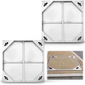 2 Pcs 12x12 Inch Invisible Stainless Steel Manhole Cover and Frame for 10" Corrugated Pipe, Square Driveway Septic Tank Lid with Base for Pavement Driveway, Metal Inspection Well Cover in Kuwait