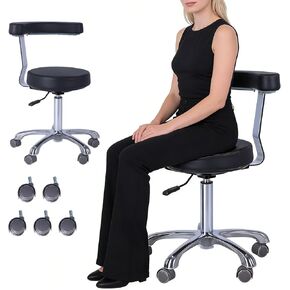 Dental Chair, Medical Stool Dental Assistant Chair with 360 Degree Rotation Armrest PU Leather, Height Adjustable Rolling Stool Up to 330 Pounds for Lab Salon Home Doctor (Without Foot Rest) in Saudi Arabia