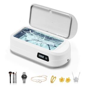 Ultrasonic Jewelry Cleaner,49Khz Ultrasonic Cleaner,Jewelry Cleaner Ultrasonic Machine for Jewelry,Glasses, Rings, Retainer, Watch Strap, Dentures,304 Stainless Steel Cleaning Pod-White in Kuwait
