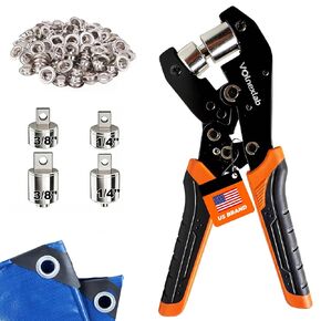 Grommet Tool Kit,Volnexlab Heavy Duty Grommet kit 1/4"and 3/8" with 400 Pair 6mm and 10mm Silver Eyelet Pliers for Leather, Canvas, Tarps Tents, Vinyl,and DIY Crafts in Kuwait