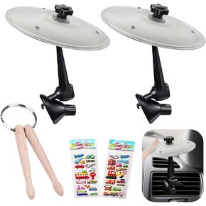 عبوتان من فتحات تهوية الصنج للسيارة مع عصي الطبل وملصق السيارة - صنج صغير للوحة قيادة السيارة، ملحق موسيقى سهل التركيب لقارعي الطبول ومحبي الموسيقى، لا حاجة لأي أدوات، فولاذ مقاوم للصدأ متين in Kuwait