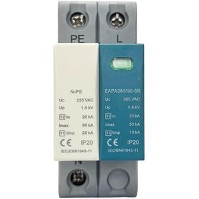 T1 + T2 Class 50KA AC SPD Surge Protector 2P 1P + NPE House Protector Din Rail 220V 275V 320V 385V 440V (1 NPE 320V) in Saudi Arabia