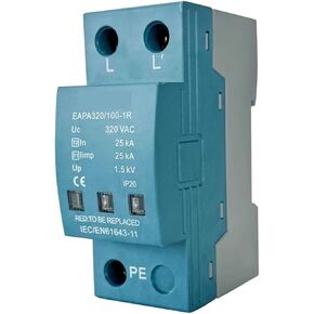 1P Surge Protector 100KA، Arrester T1+T2، AC SPD 220V 230V 320V 385V 440V، تركيب السكك الحديدية Din (1P 420V، بدون RC) in Saudi Arabia