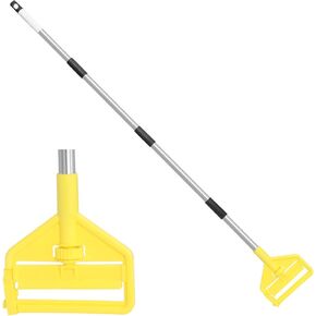 مقبض ممسحة تجارية شديدة التحمل - استبدال مقبض ممسحة عمود تمديد قابل للتعديل مقاس 58 بوصة، حامل بديل لرأس المماسح الرطبة لتنظيف الأرضيات الاحترافية/الصناعية (أصفر) in Kuwait