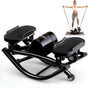 Rock Stepper for Exercise at Home, Lateral Rocking Stepper with Digital Counter & Resistance Bands, 250LBS Weight Capacity & Low Impact, Ski Machine Full Body Workout Equipment in Kuwait