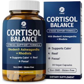 مكمل توازن الكورتيزول - دعم الكورتيزول الطبيعي للنساء والرجال مع أشواغاندا والفوسفاتيديل سيرين - تخفيف التوتر، ودعم المزاج والهدوء - تركيبة نباتية in Kuwait