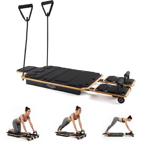 Myga Wooden Pilates Reformer,Home Pilates Machine with Adjustable Resistance and Padded Handles,Compact Durable Reformer for Core Strength, Full Body Workout,Toning and Flexibility in Saudi Arabia