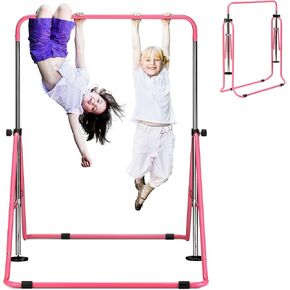 outdoor basic Gymnastics Bar for Kids Adjustable Height Horizontal Bar with Foldable Design Home Training Equipment for Ages 3-15 Years Old in Kuwait