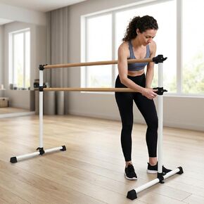 6FT White Solid Wood Ballet Barre - Adjustable Height 6.7-46 Inches for Athletic Training, Fitness, and Dance Practice in Saudi Arabia