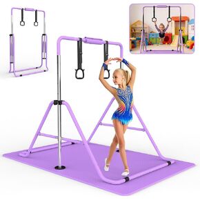 KINMAC Gymnastics Bar for Kids, Gymnastics Horizontal Bar with Adjustable Height Foldable Training Bar with Mat for Home Practice in Kuwait